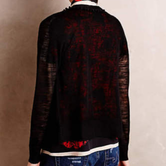 ANTHROPOLOGIE NWT BLACK POM-POM FRINGE CARDIGAN - Picture 5 of 8